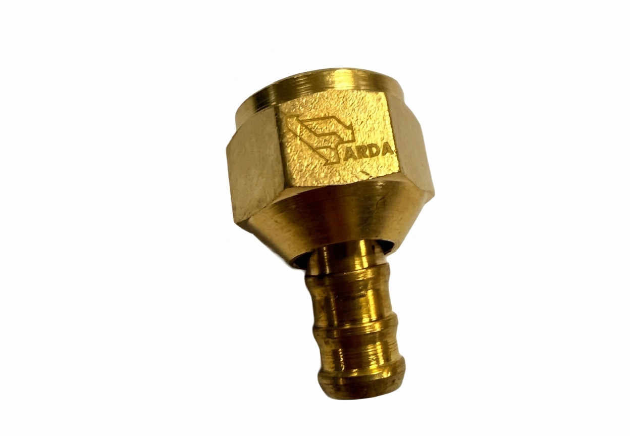 CONEXION MANGUERA PARA GAS DE LATON 3/8 (TUERCA Y ESPIGA) CON LOGO DE ARDA