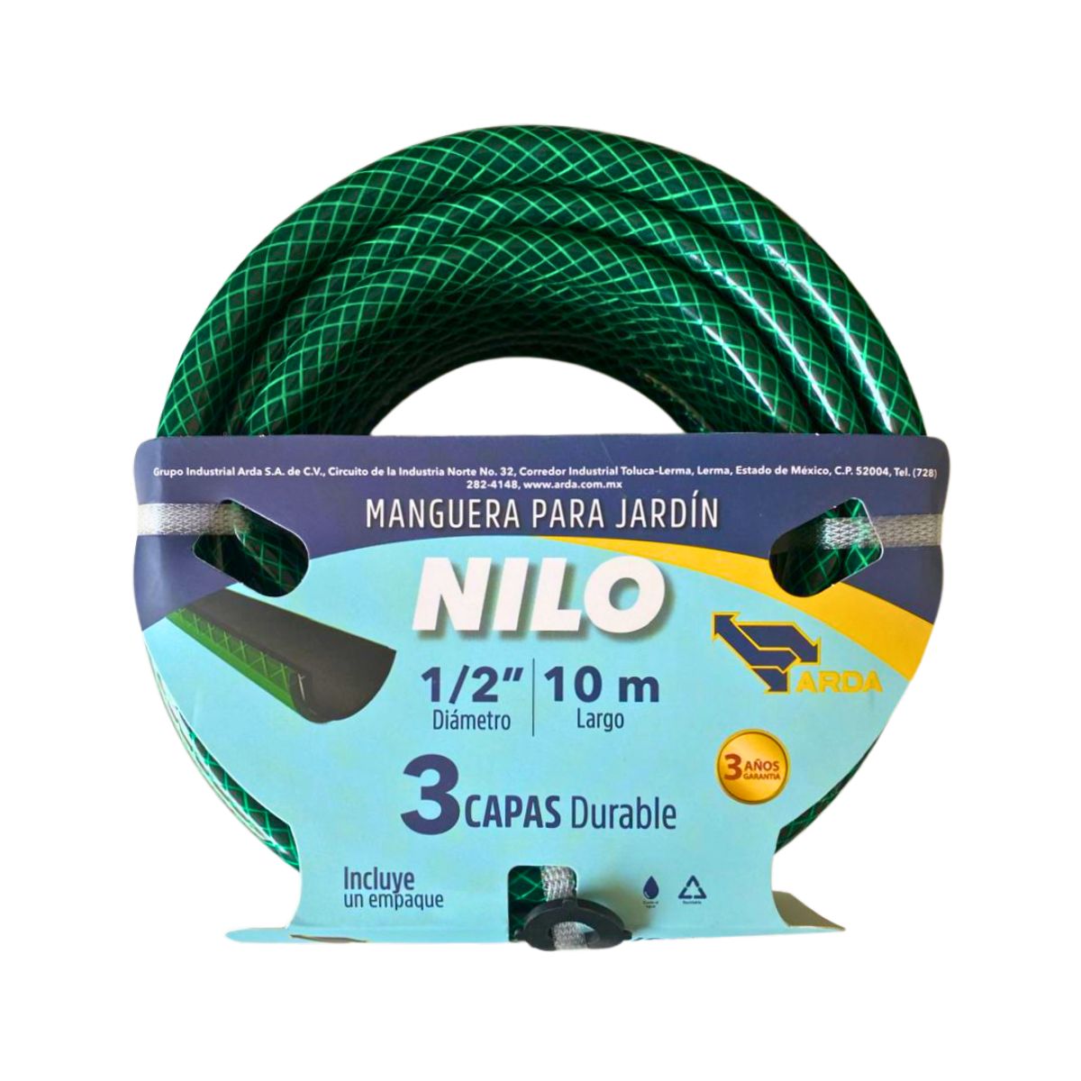 MANGUERA NILO 1/2" ARMADA 10 MTS. CONEXIÓN LATÓN